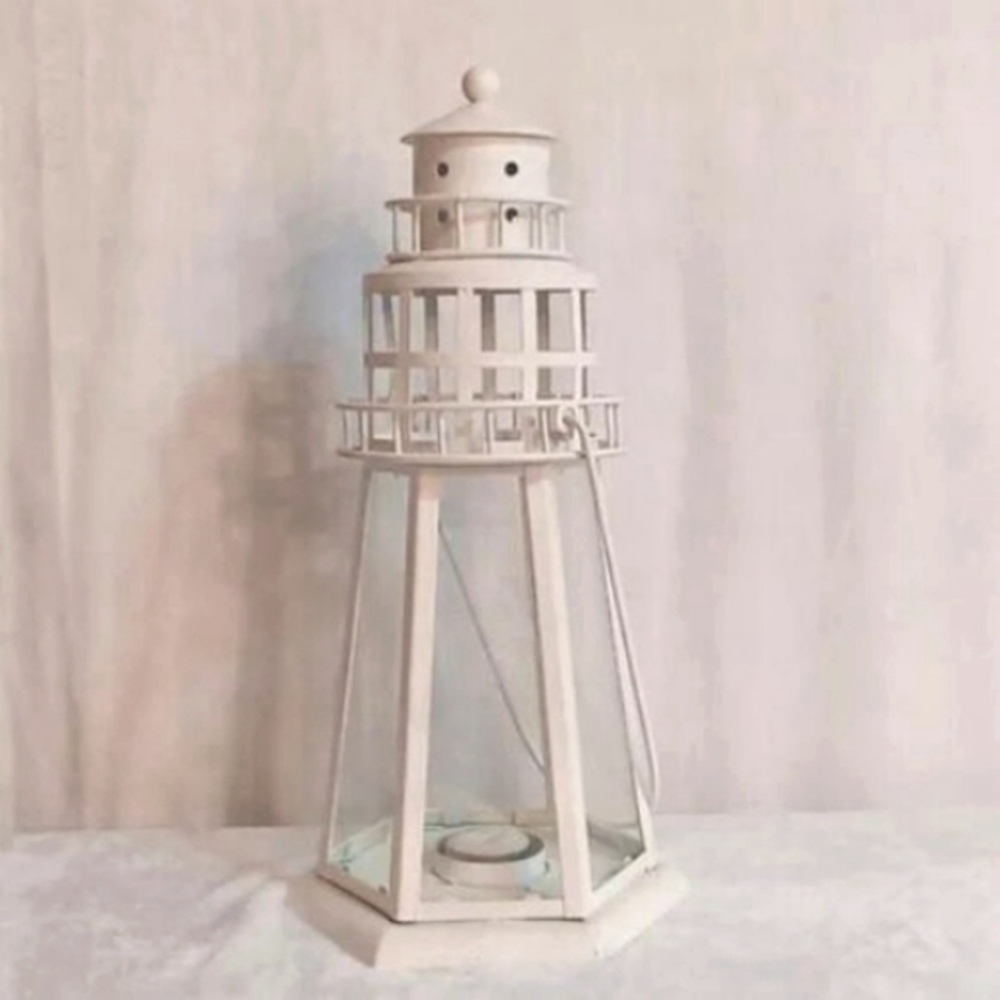 Wedding Centerpiece Decor Tea Light Candle Holder Lighthouse Lantern Easter NWT